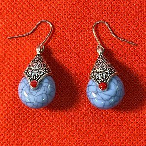 Sky Blue Water Drop Natural Stone Earrings